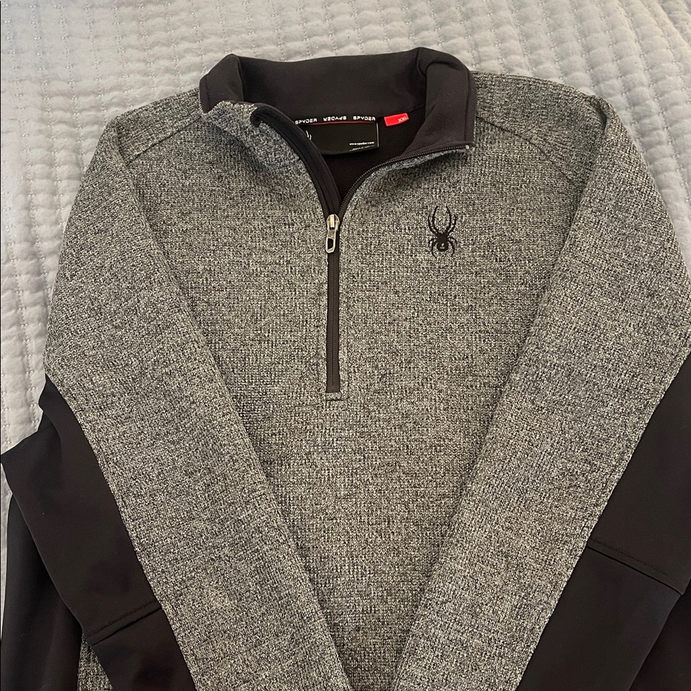 Spyder Men's Black and Gray Zip-Up Sweater